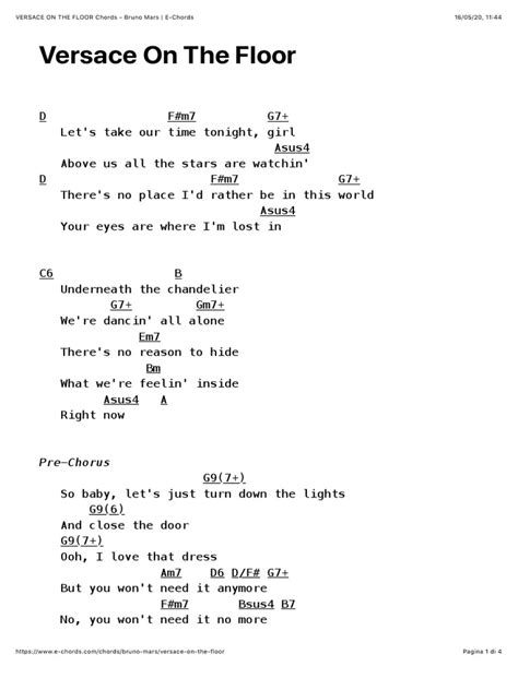 versace bruno mars chords.